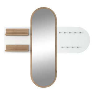 Wall hanger with mirror Baunty color white/walnut 125x2x122cm
