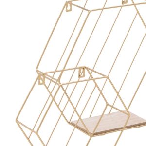 Wall shelves set of 3 Inlo Inart with gold metal frame 34x11x30cm