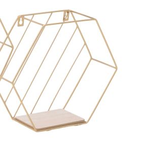 Wall shelves set of 3 Inlo Inart with gold metal frame 34x11x30cm