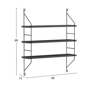 Wall shelves 'achala' Hm9185,20 melamine in dark gray color 60x15x68cm