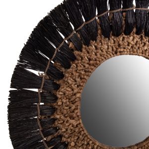 Wall Mirror Hm7832 Mendong Grass Frame In Black/natural Color D70cm