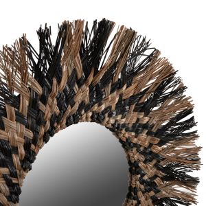 Wall mirror Hm7833 Knitted Mendong Grass Frame In Black/natural Color D70cm