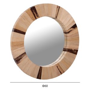 Wall mirror Hm7837 palm leaf frame in natural color D60x4cm