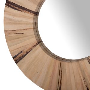 Wall mirror Hm7838 with palm leaf frame in natural color D80x4cm