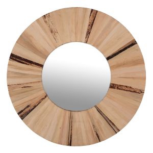 Wall mirror Hm7838 with palm leaf frame in natural color D80x4cm