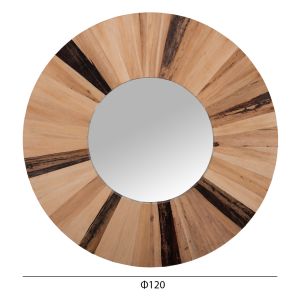 Wall mirror Hm7839 palm leaf frame in natural color D120x4cm