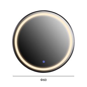 Wall mirror Hm9579.01 with aluminum frame black with Led lights D60x3cm