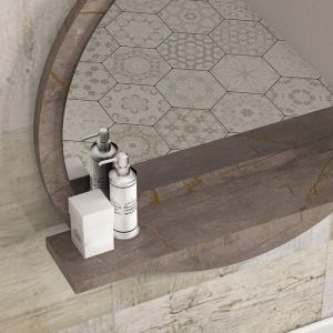 Wall mirror Hope with gray frame with marble effect 45x2x45cm