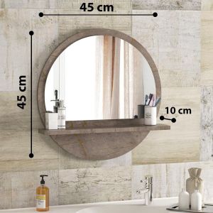 Wall mirror Hope with gray frame with marble effect 45x2x45cm