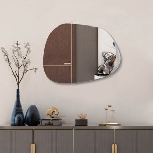 Wall mirror Irregular abstract drop shape made of Mdf and glass 46x1x60cm