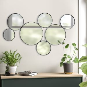 Wall mirror Sowel circles black metal frame 120x2x76cm