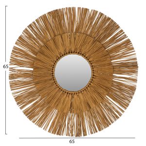 Wall mirror circle made of tropical reed mendong in gold color Hm7801
