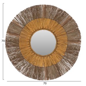 Round wall mirror natural and gold Hm7800