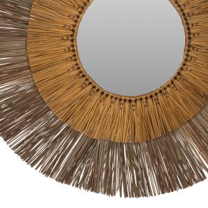Round wall mirror natural and gold Hm7800