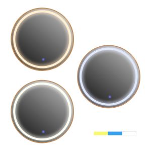 Round wall mirror Hm4503.30 aluminum frame in Gold-led lighting φ80cm.