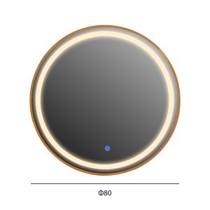 Round wall mirror Hm4503.30 aluminum frame in Gold-led lighting φ80cm.