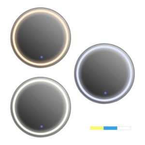 Round wall mirror Hm4503.40 aluminum frame in silver Led lighting φ80cm.