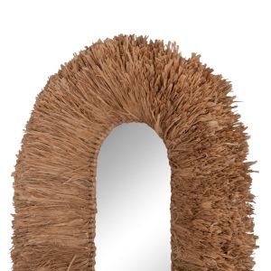 Oval-shaped wall mirror Hm4711 sisal fiber frame in natural color 95x60x15 (detent) cm.