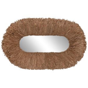 Oval-shaped wall mirror Hm4711 sisal fiber frame in natural color 95x60x15 (detent) cm.