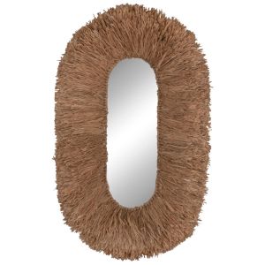 Oval-shaped wall mirror Hm4711 sisal fiber frame in natural color 95x60x15 (detent) cm.