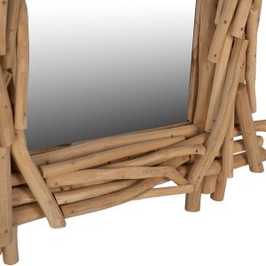 Wall mirror with solid teak stem frame Naturally 100x80h