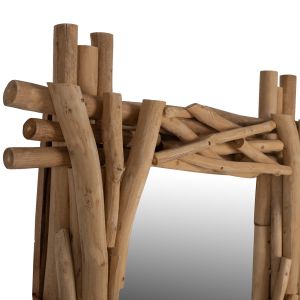 Wall mirror with solid teak stem frame Naturally 100x80h