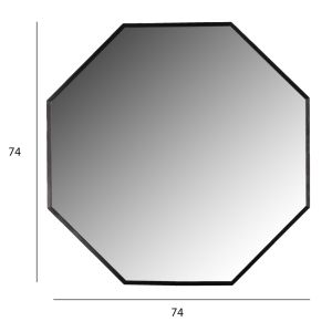 Wall mirror Archer series Hm4499.01 octagonal aluminum frame in black φ74cm.