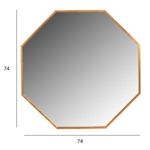 Wall mirror Archer series Hm4499.30 octagonal aluminum frame in gold φ74cm.