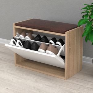 Shoe rack Vidal Hm18190,01 melamine in Sonama-white color 60x30x45hcm