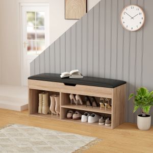 Shoe rack with seating Romir melamine Sonama-brown seat 100x30x44cm Hm2478,01