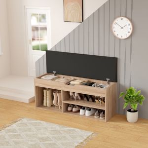 Shoe rack with seating Romir melamine Sonama-brown seat 100x30x44cm Hm2478,01