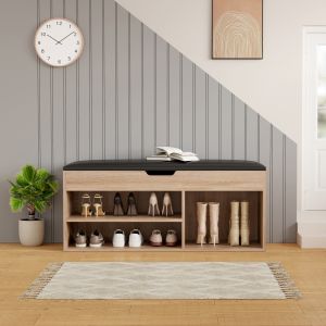 Shoe rack with seating Romir melamine Sonama-brown seat 100x30x44cm Hm2478,01