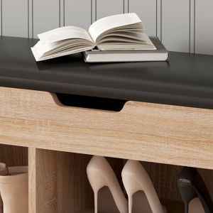 Shoe rack with seating Romir melamine Sonama-brown seat 100x30x44cm Hm2478,01