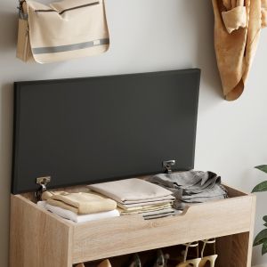 Shoe rack with seating Romir melamine Sonama-brown seat 60x30x44cm Hm2477,01