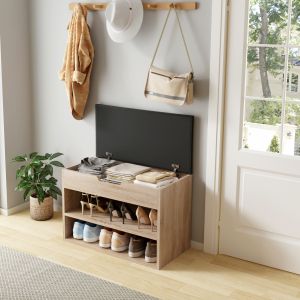 Shoe rack with seating Romir melamine Sonama-brown seat 60x30x44cm Hm2477,01
