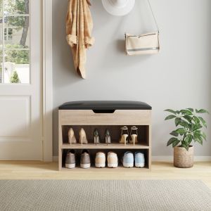 Shoe rack with seating Romir melamine Sonama-brown seat 60x30x44cm Hm2477,01