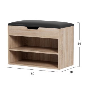 Shoe rack with seating Romir melamine Sonama-brown seat 60x30x44cm Hm2477,01
