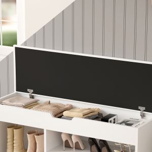 Shoe rack with seating Romir melamine white-white seat 100x30x44cm Hm2478,03