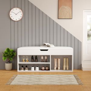 Shoe rack with seating Romir melamine white-white seat 100x30x44cm Hm2478,03