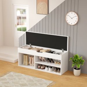 Shoe rack with seating Romir melamine white-white seat 100x30x44cm Hm2478,03