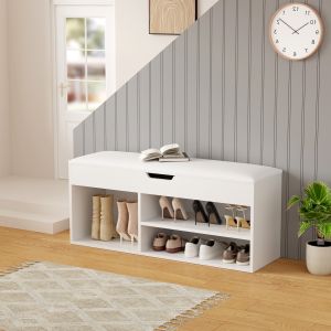 Shoe rack with seating Romir melamine white-white seat 100x30x44cm Hm2478,03