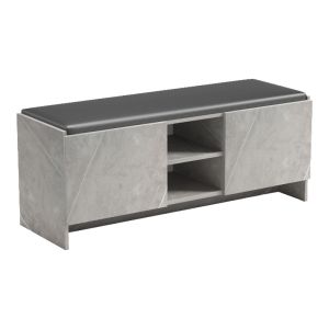 SHOE STAND-STOOL ZULLA GREY-BEIGE MARBLE EFFECT-BLACK 110X37X43CM