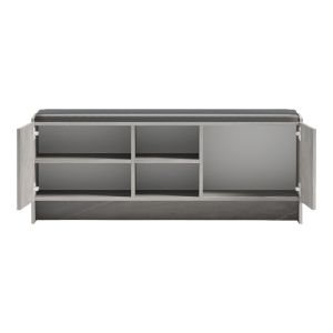 SHOE STAND-STOOL ZULLA GREY-BEIGE MARBLE EFFECT-BLACK 110X37X43CM