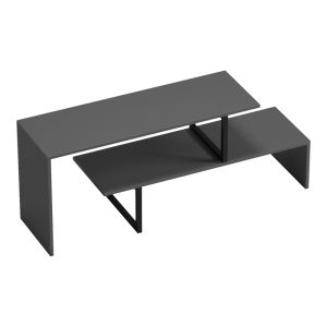 TV stand Lilant melamine in gray color and black metal leg 160x30x45cm