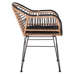 Стол Allegra метална Конструкция-p,e,ratan в бежово и черно 58x59x81hcm Hm5663