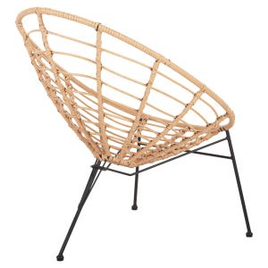 Стол Allegra от черен метал-с ратан в бежово 73x78x88hcm Hm5458,11