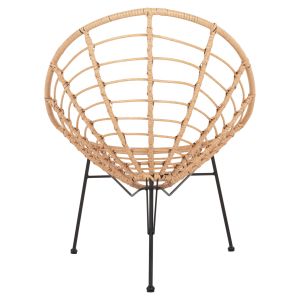 Стол Allegra от черен метал-с ратан в бежово 73x78x88hcm Hm5458,11