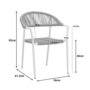 AMMOS CHAIR, ALUMINUM IN NATURAL MOSSY ROPE 57X61X82 CM