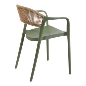 Ankara chair in olive green and natural rattan color, 54x55.5x77cm