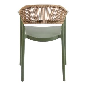 Ankara chair in olive green and natural rattan color, 54x55.5x77cm
